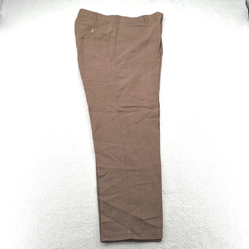 Vintage Banana Republic Mens Pants 33R Brown 100% Irish Linen Flat Front